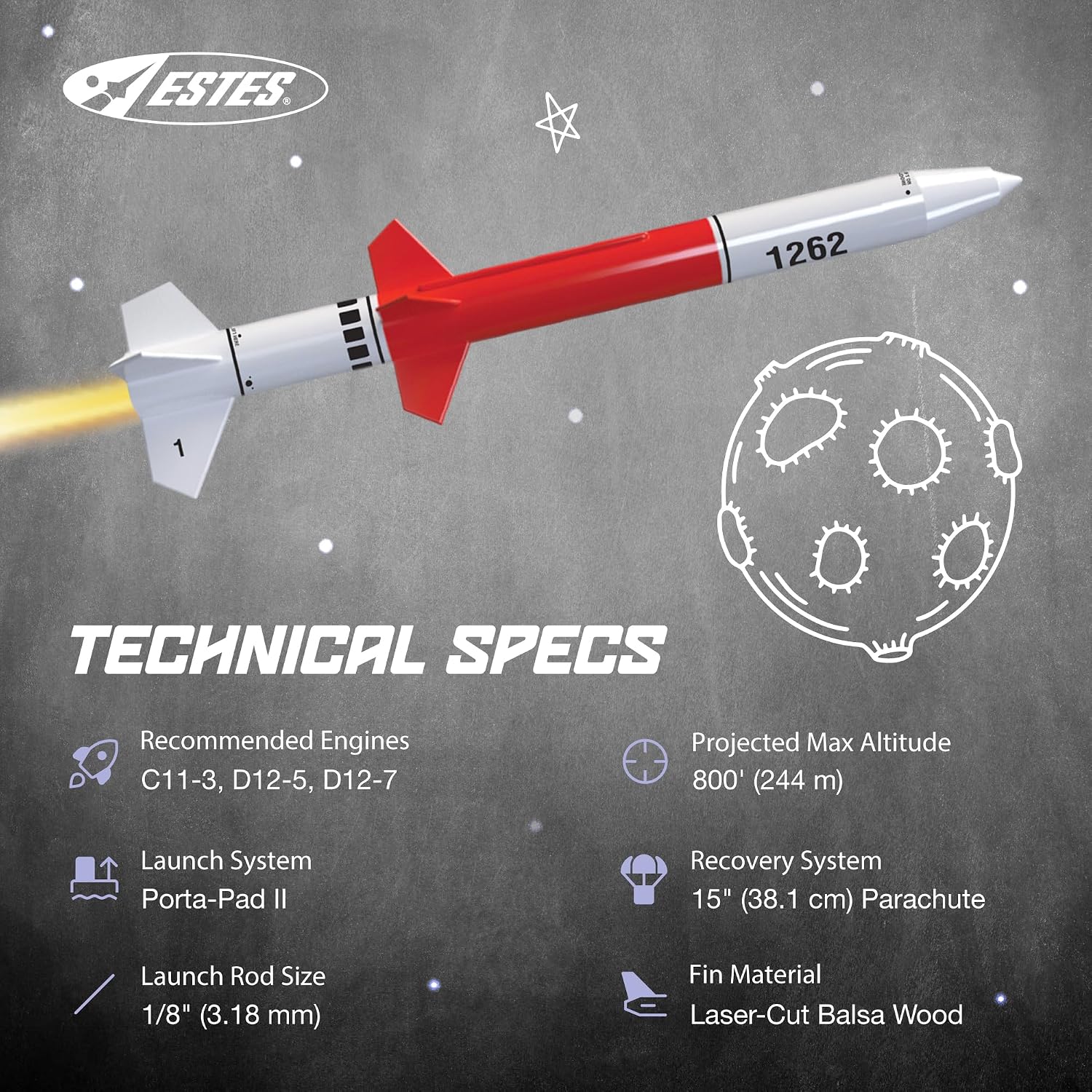 7266 Red Nova Flying-Model-Rocket Kit, Advanced Rocket-Building Kit for Ages 10+