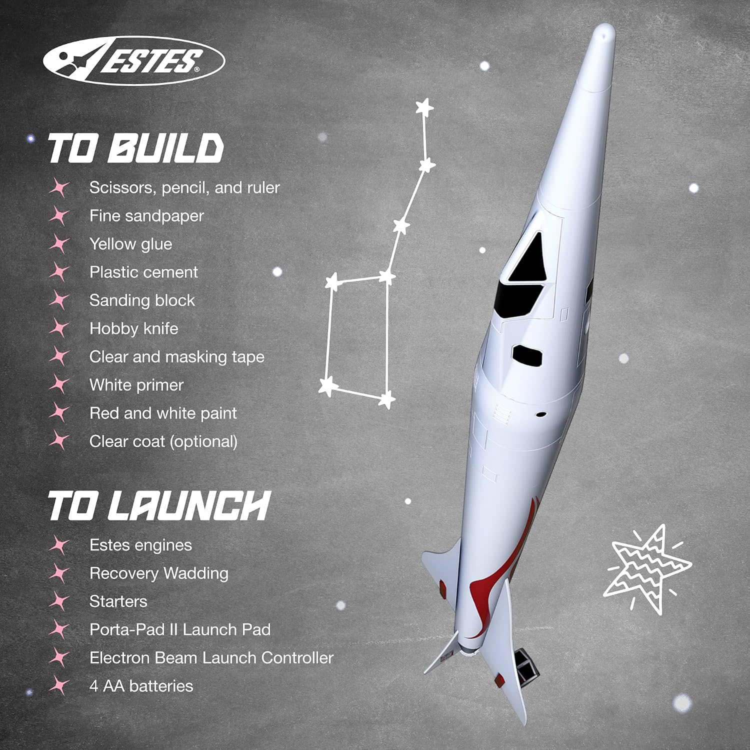 7289 Low-Boom SST Flying-Model-Rocket Kit, Expert Rocket-Building Kit for Ages 10+