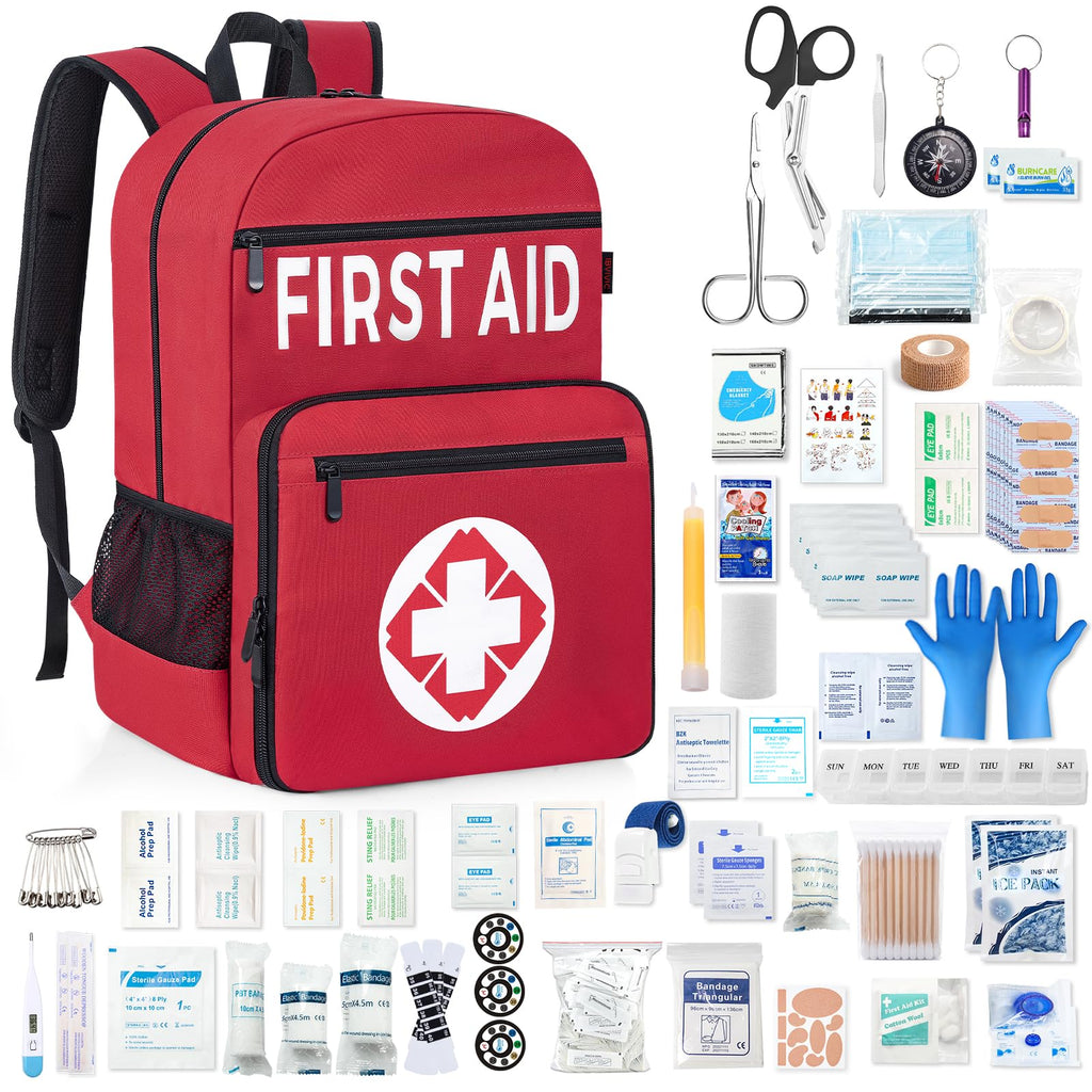 First Aid Kit Backpack Fully stocked, 400pcs Survival Gear