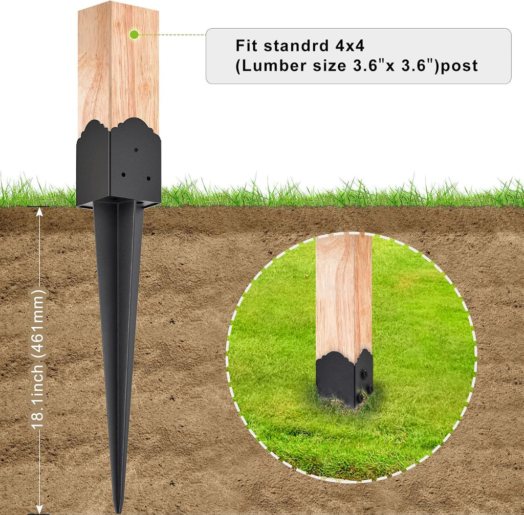 4x4 Post Anchor Ground Spike Heavy Duty for Fence Mailbox Railing