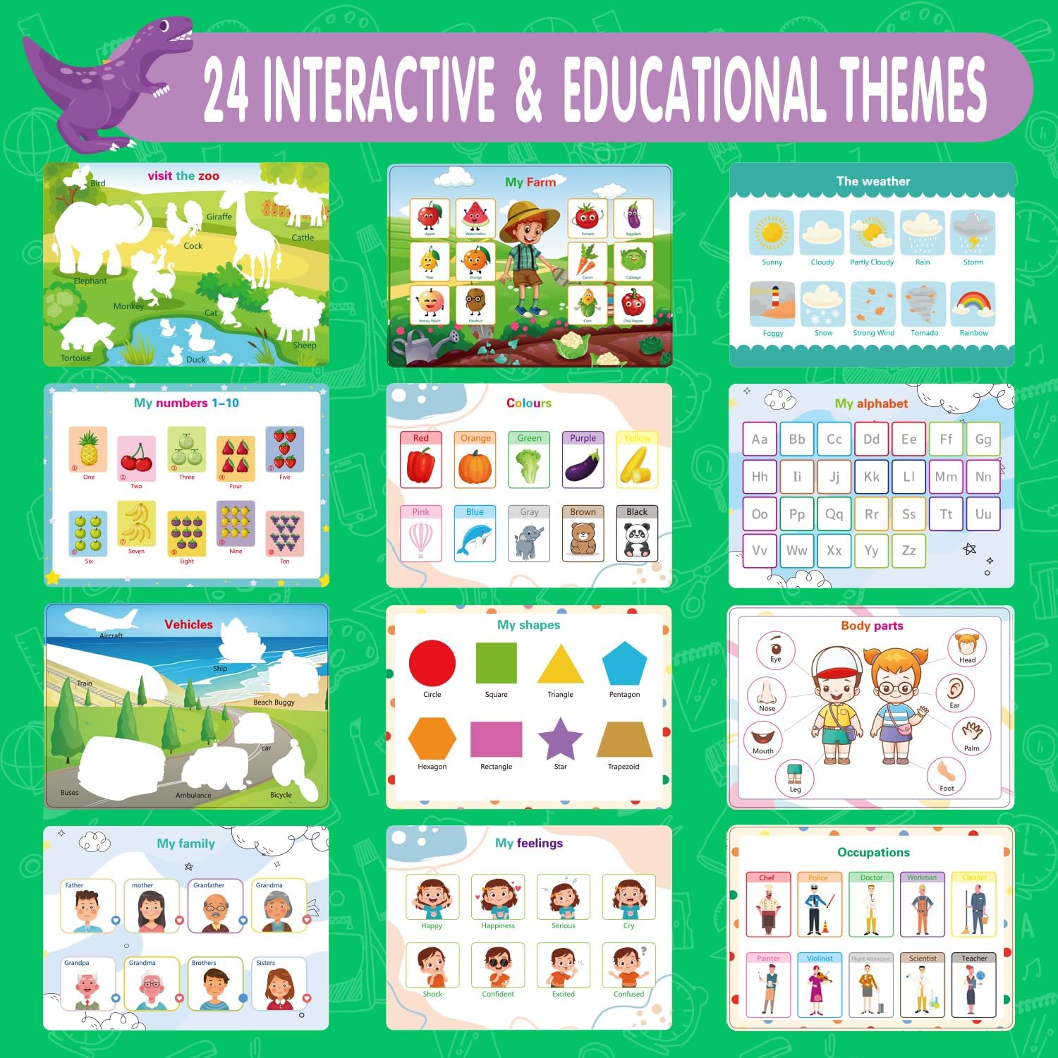 Montessori 24 Themes Busy Book for Toddlers 3-5, Engaging Preschool Learning Activities for Home School Travel –