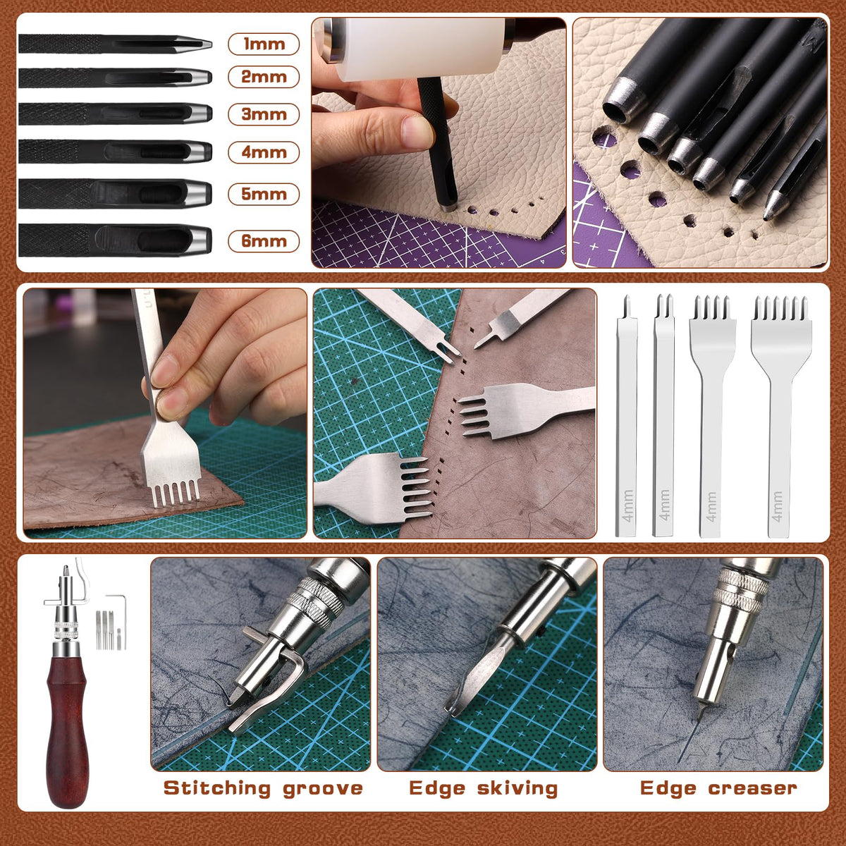 Leather Working Tool Leatherworking Tool Kit for Carving Punching