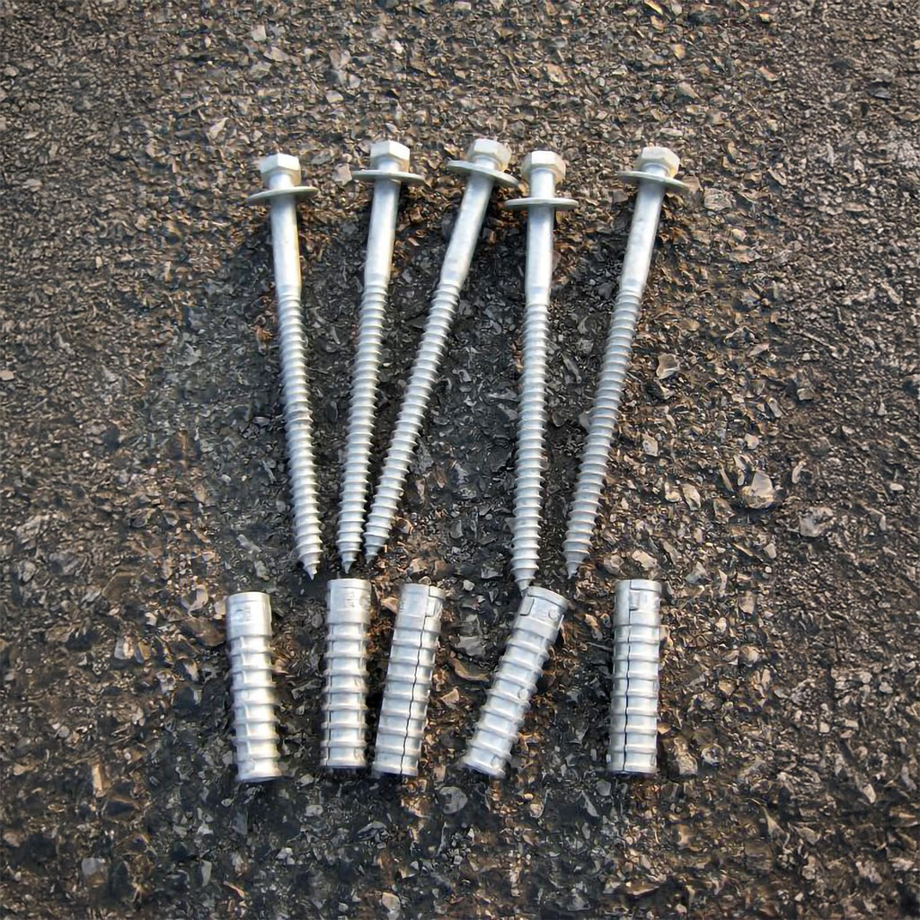 Concrete Anchors Hardware Installation Kit for Parking Curb, Wheel Stop, Speed Bump - 6" Lag Bolts Screws, Lag Shield