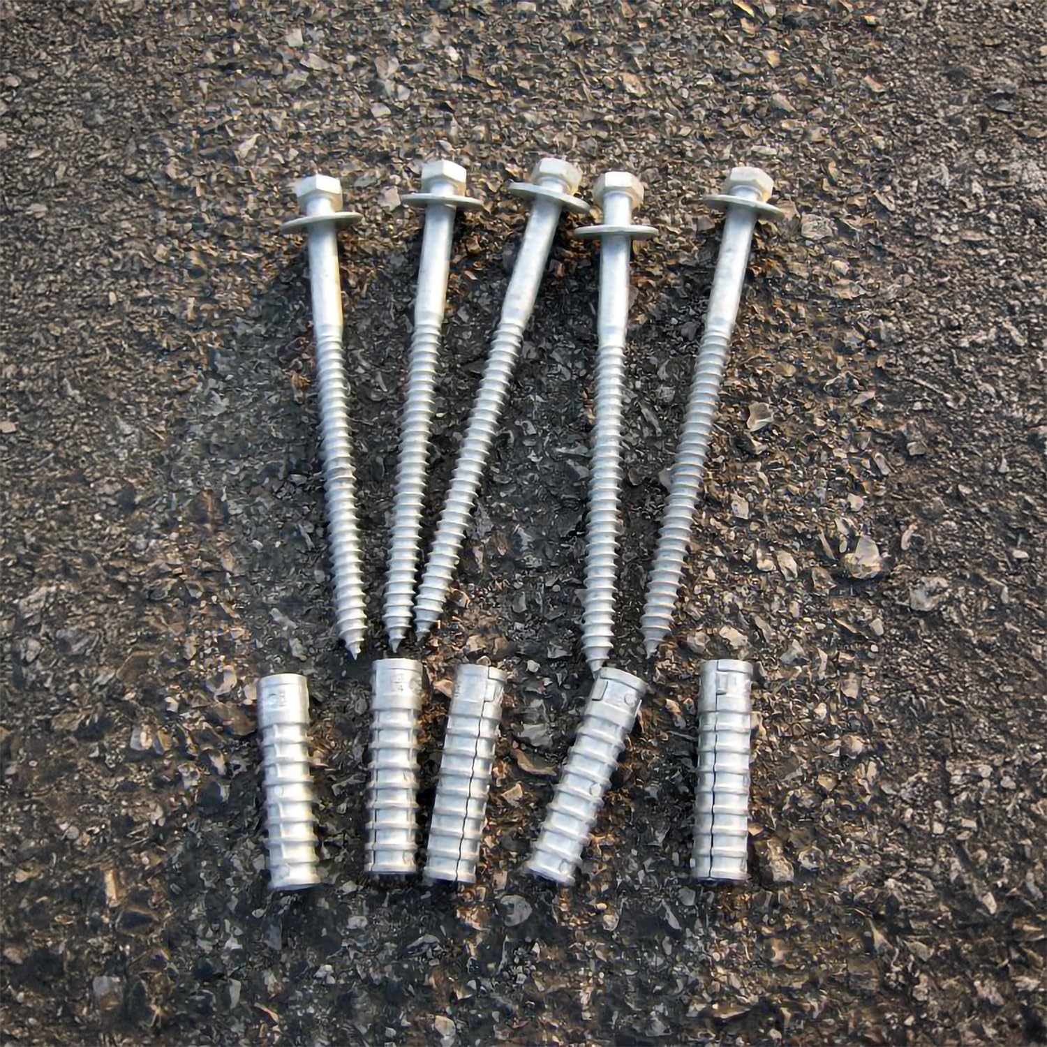 Concrete Anchors Hardware Installation Kit for Parking Curb, Wheel Stop, Speed Bump - 6" Lag Bolts Screws, Lag Shield