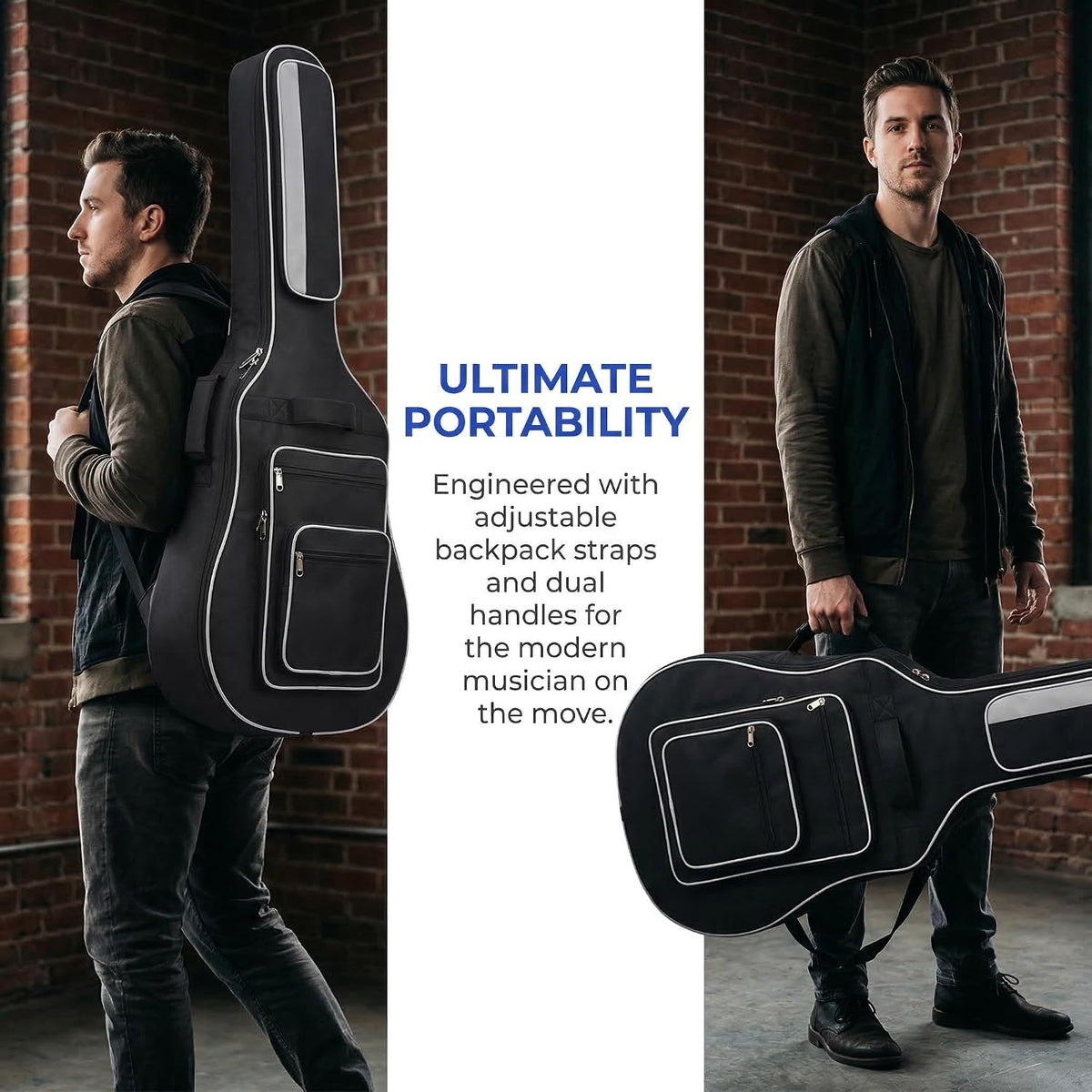 41 Inch Acoustic Guitar Gig Bag with Dual Adjustable Shoulder Strap and 5 Pockets, Guitar Storage Case Bag with Back