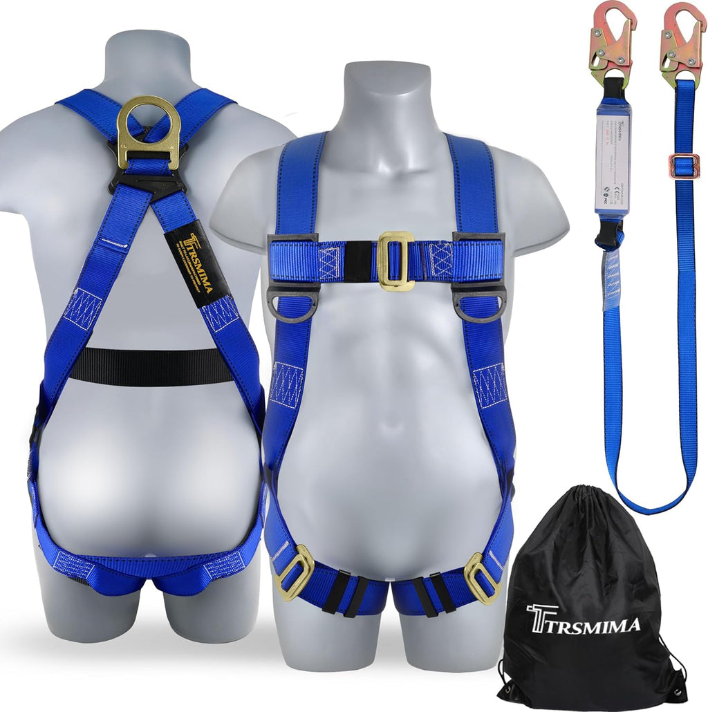 TRSMIMA Safety Harness Fall Protection - Safety Harness for Construction | Men Roofing Full Body Construction Harness