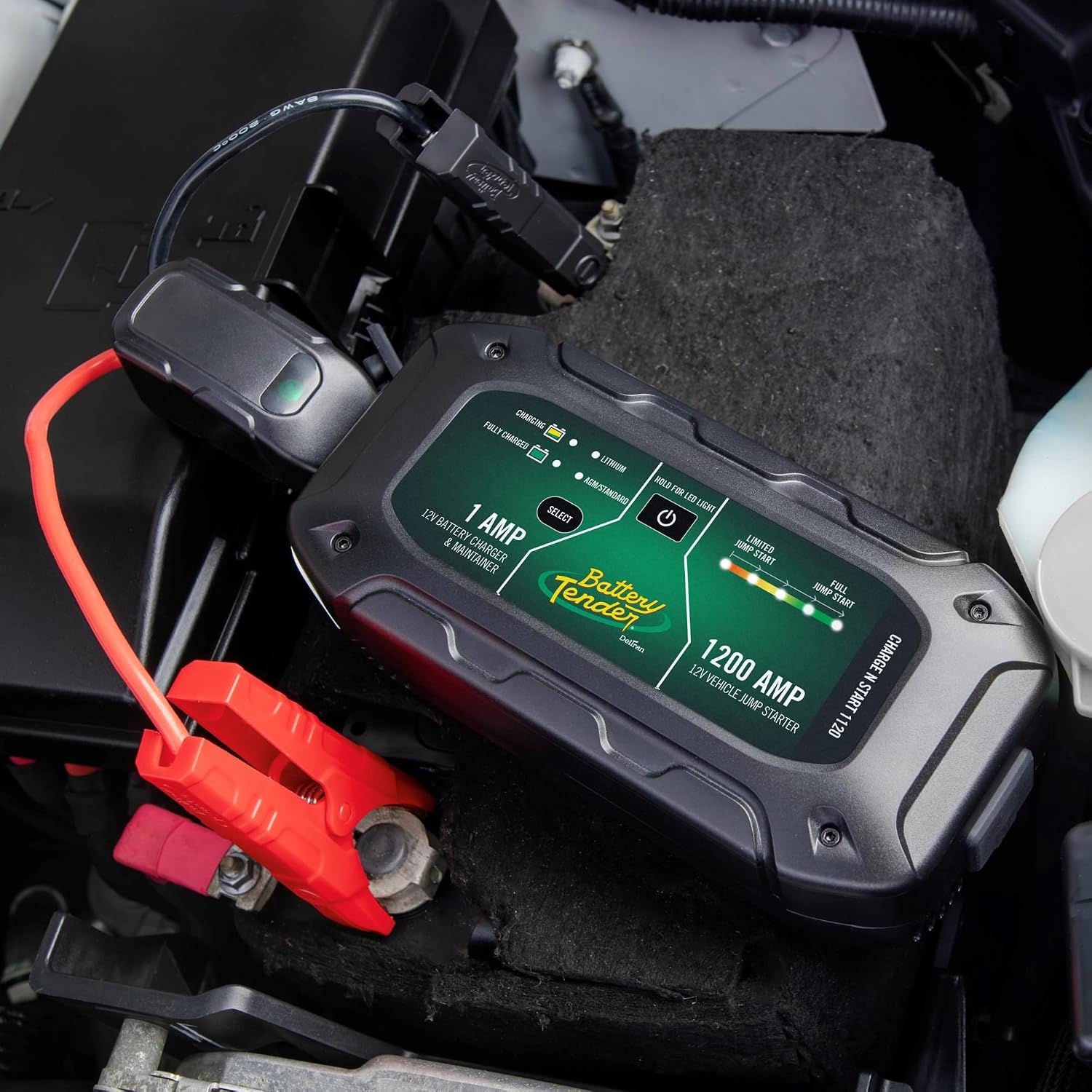 Charge N Start 1120 - Smart 12V/1 AMP Battery Charger and 1200 AMP Jump Starter Combo | 2-in-1 Battery Maintainer for