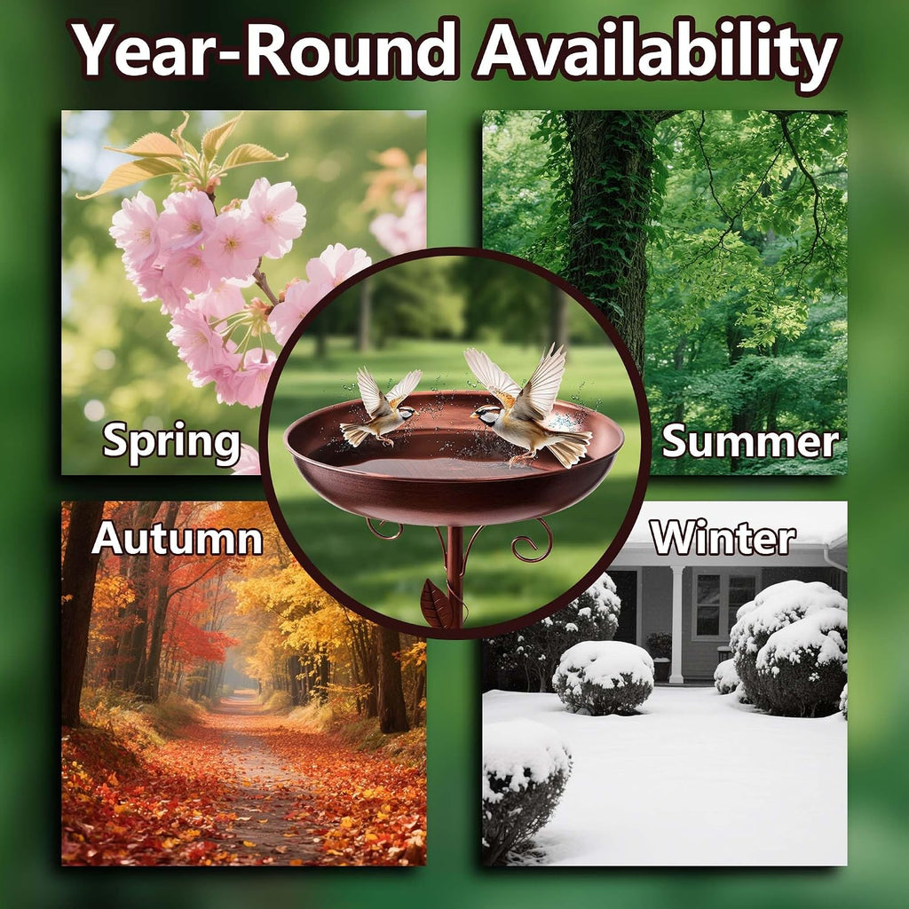 Metal Bird Bath for Outside,Outdoor 40'' Tall Removable Bowl