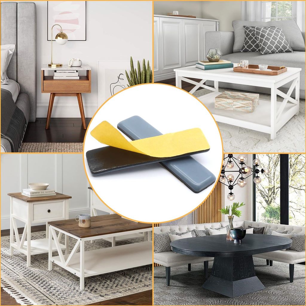 8Pcs 4 x 1 Inch Rectangular Adhesive Furniture Sliders