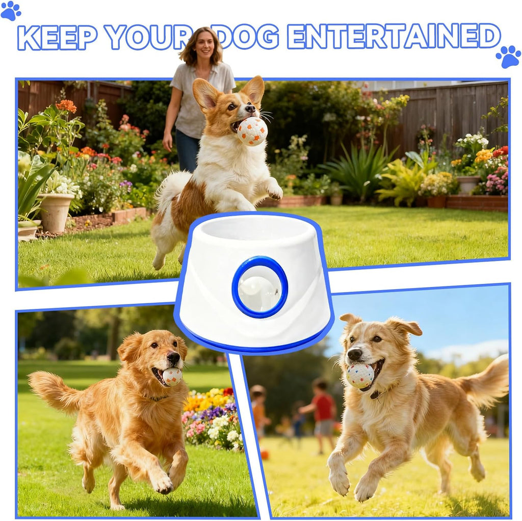 Automatic Ball Launcher for Dogs with 8 Balls - Adjustable Distance up to 50ft,Charger, Whistle & Storage Bag