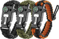 Paracord Survival Bracelet (3 Pack) - Adjustable with Fire Starter, Whistle, Compass - Survival Gear for Hiking