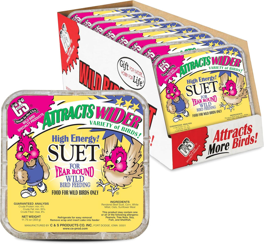 High Energy Suet Treat, Suet Cakes for Wild Birds, Pack of 8 | Suet cakes for woodpeckers, made with real insects
