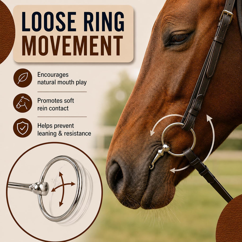 Loose Ring Snaffle Bit for Horses, Iron Training Bit, Direct Pressure for Young, Green or Sensitive Horses, Western