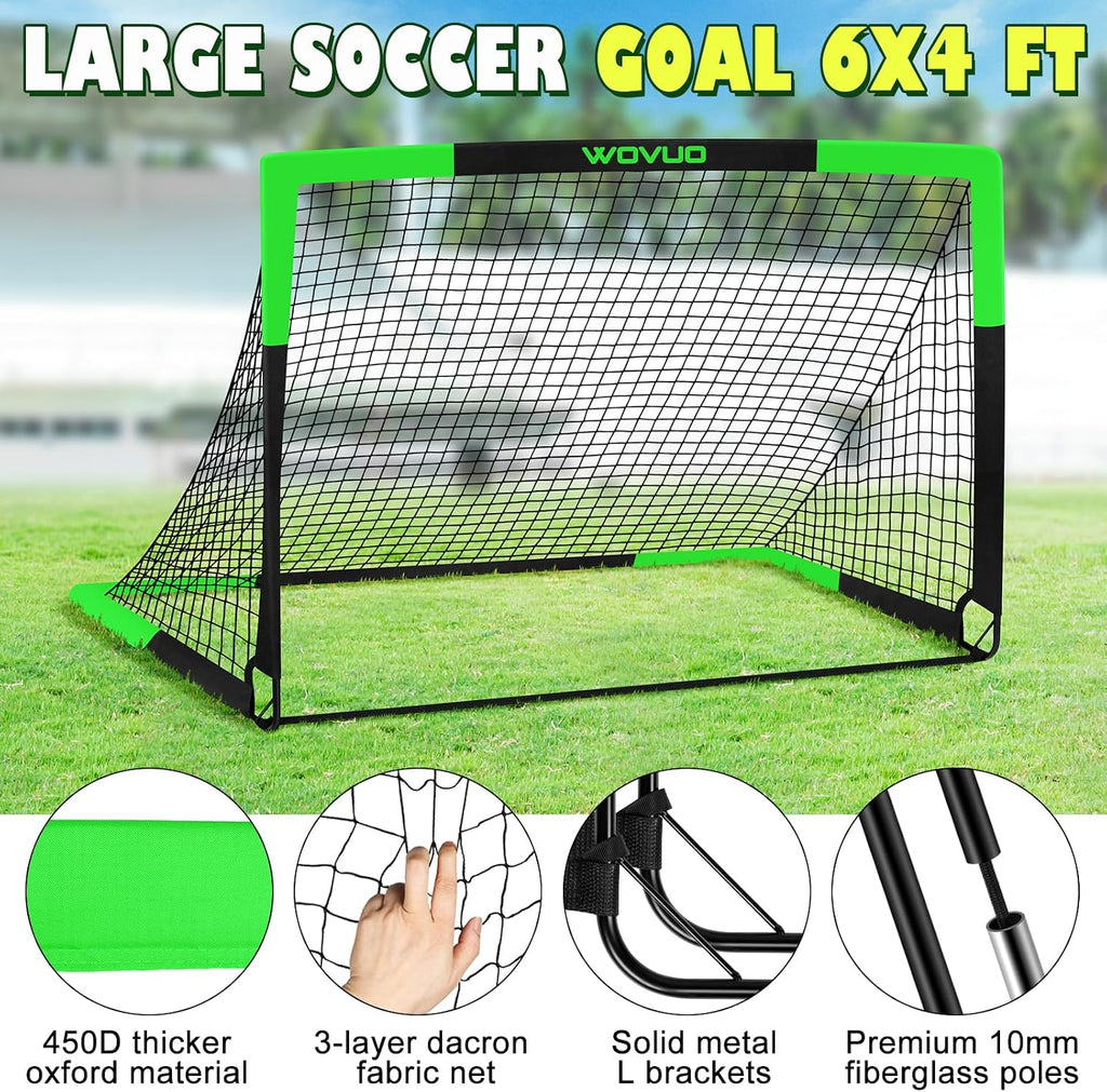 Kids Soccer Goals for Backyard Set of 2, 6x4 ft Portable Toddler Soccer Goal Training Equipment with Soccer Target