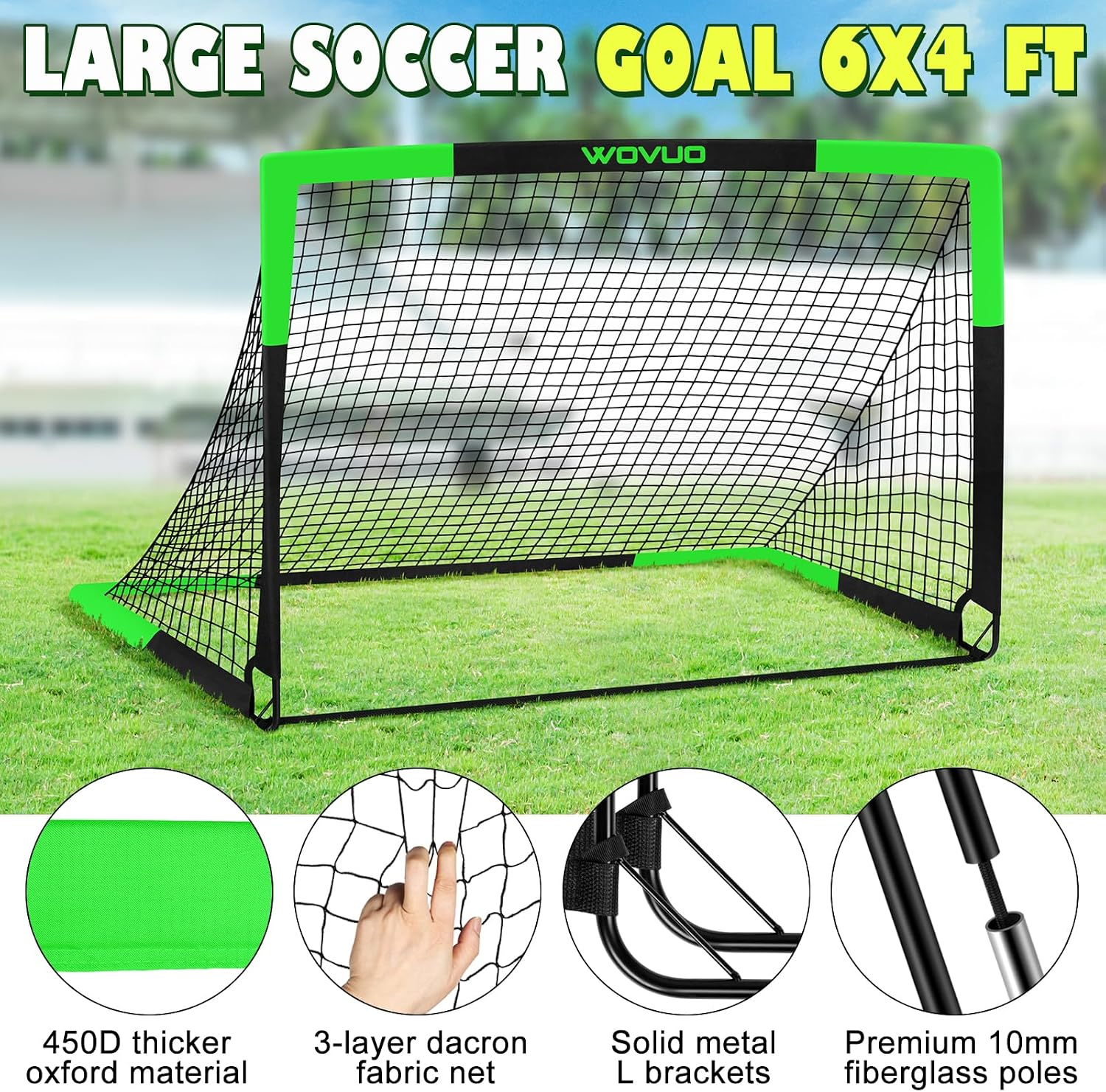 Kids Soccer Goals for Backyard Set of 2, 6x4 ft Portable Toddler Soccer Goal Training Equipment with Soccer Target