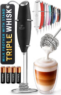 Powerful Milk Frother Wand With Duracell Batteries - Ultra Fast Handheld Drink Mixer - Electric Whisk Foam Maker for