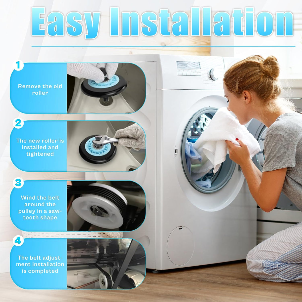 TOMOON DV45H7000EW/A2 DV42H5200EW/A3 Dryer Roller Kit fit for Samsung