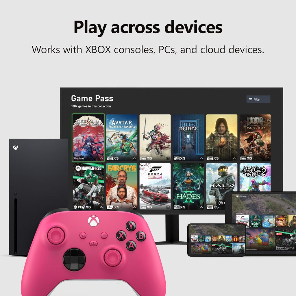 Xbox Wireless Gaming Controller | Deep Pink | Console, PC, & Cloud Devices | Textured Grip | Wireless, Bluetooth