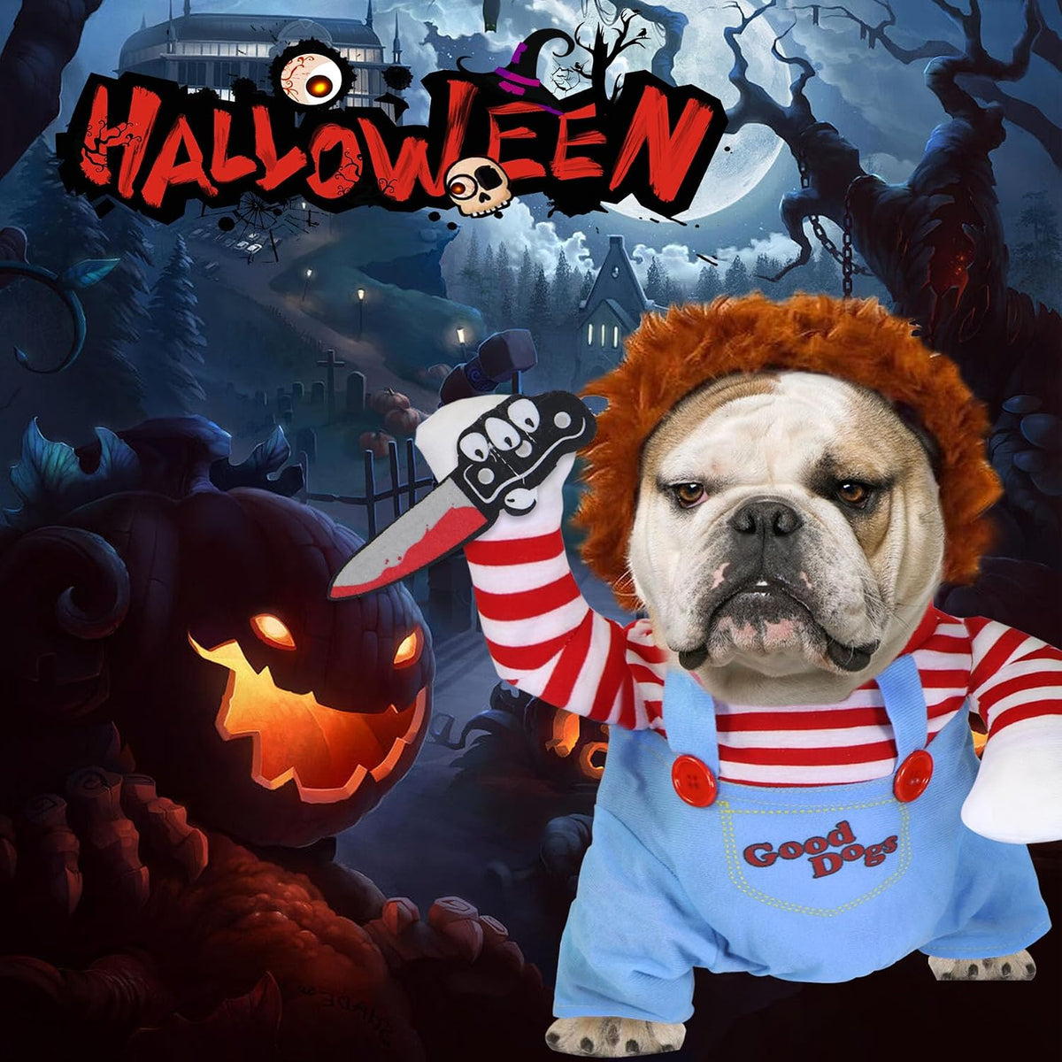 Dog Halloween Costumes, Pet Deadly Doll Dog Costume Funny Dog Costumes Dog Halloween Costume Clothes for Small Medium