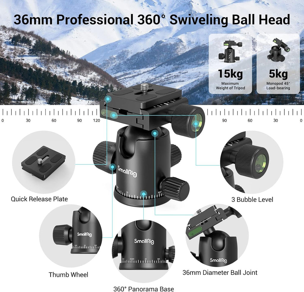 71"/ 180cm Aluminum Camera Ball Head Tripod & Monopod CT-10 | 2 in 1 Tripod Monopod, 360°Ball Head, Max. Payload