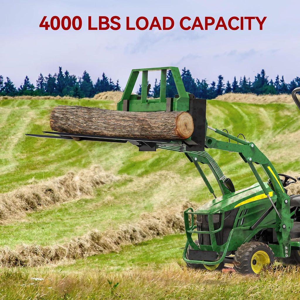 4000lbs Skid Steer Pallet Fork Attachment, 50" Pallet Fork Frame with 48" Fork Blades Fit for John Deere Tractors