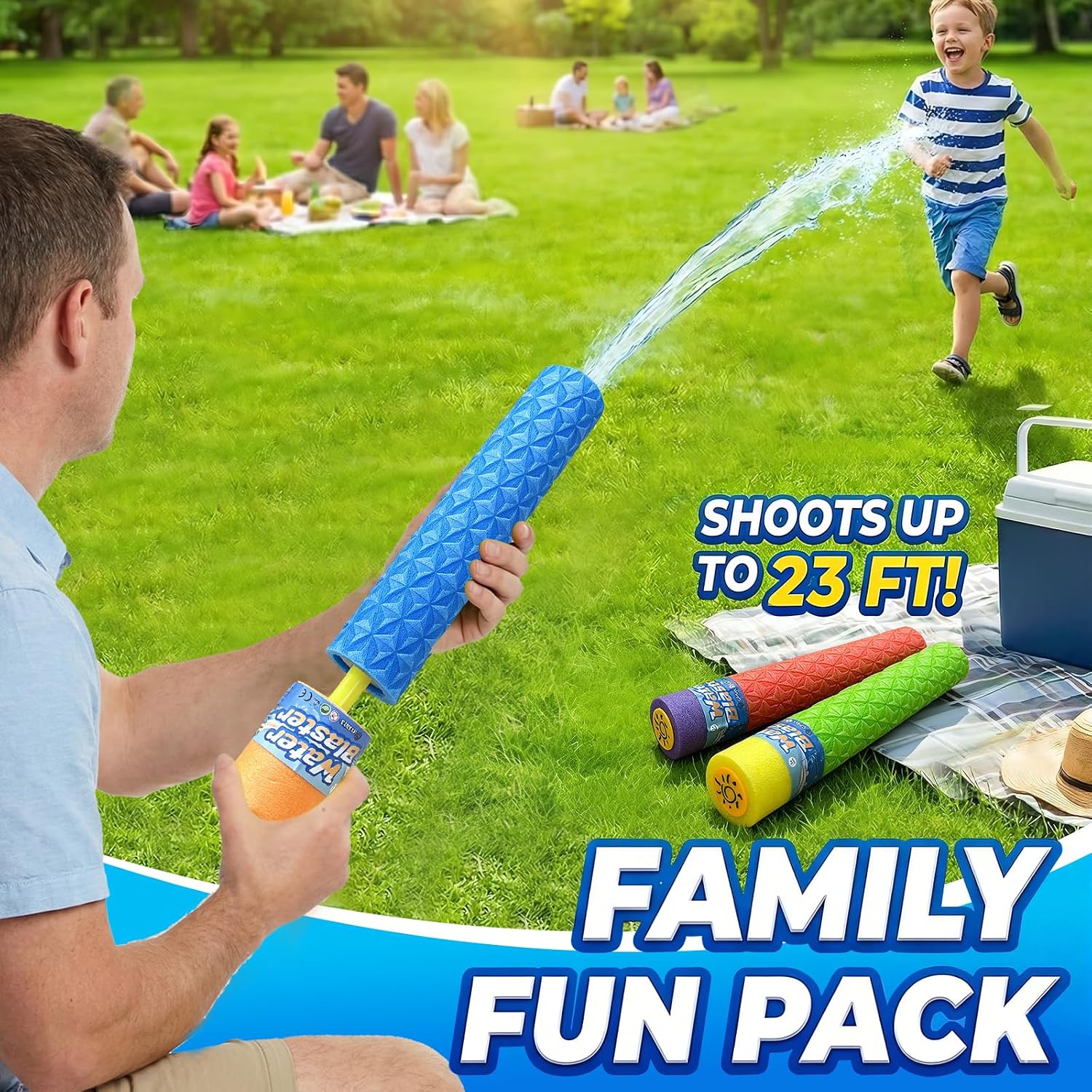 Water Gun Blaster for Kids Toddler: 3 Pack Pool Toys for Kids Foam Water Squirters - Outdoor Summer Swimming Beach