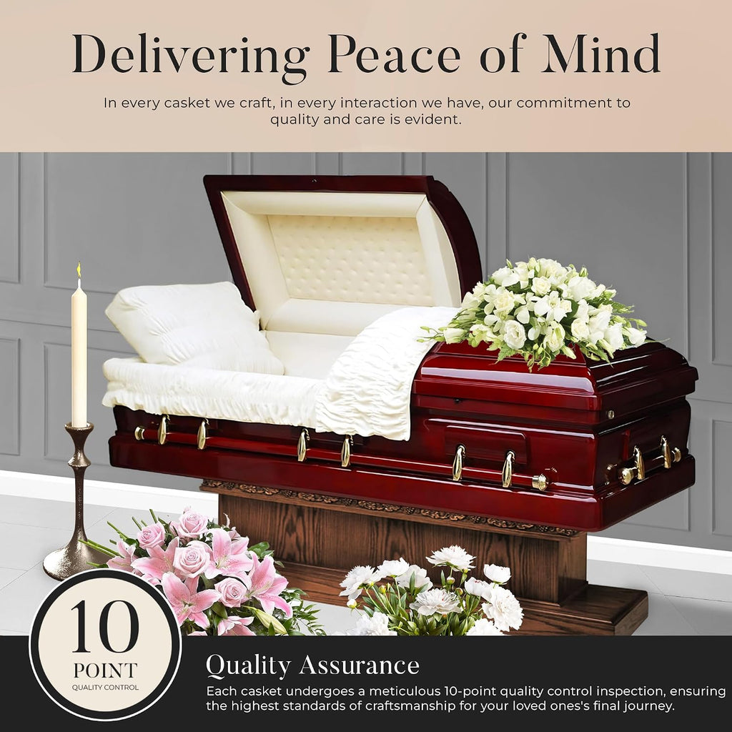 Belmont Veneer Wood Funeral Casket w/Almond Interior