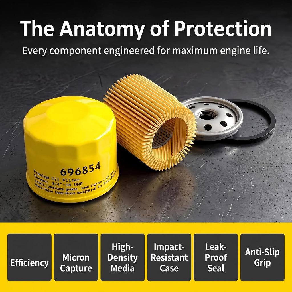 3‑Pack 696854 Oil Filter Compatible with Briggs & Stratton 492932S 795890