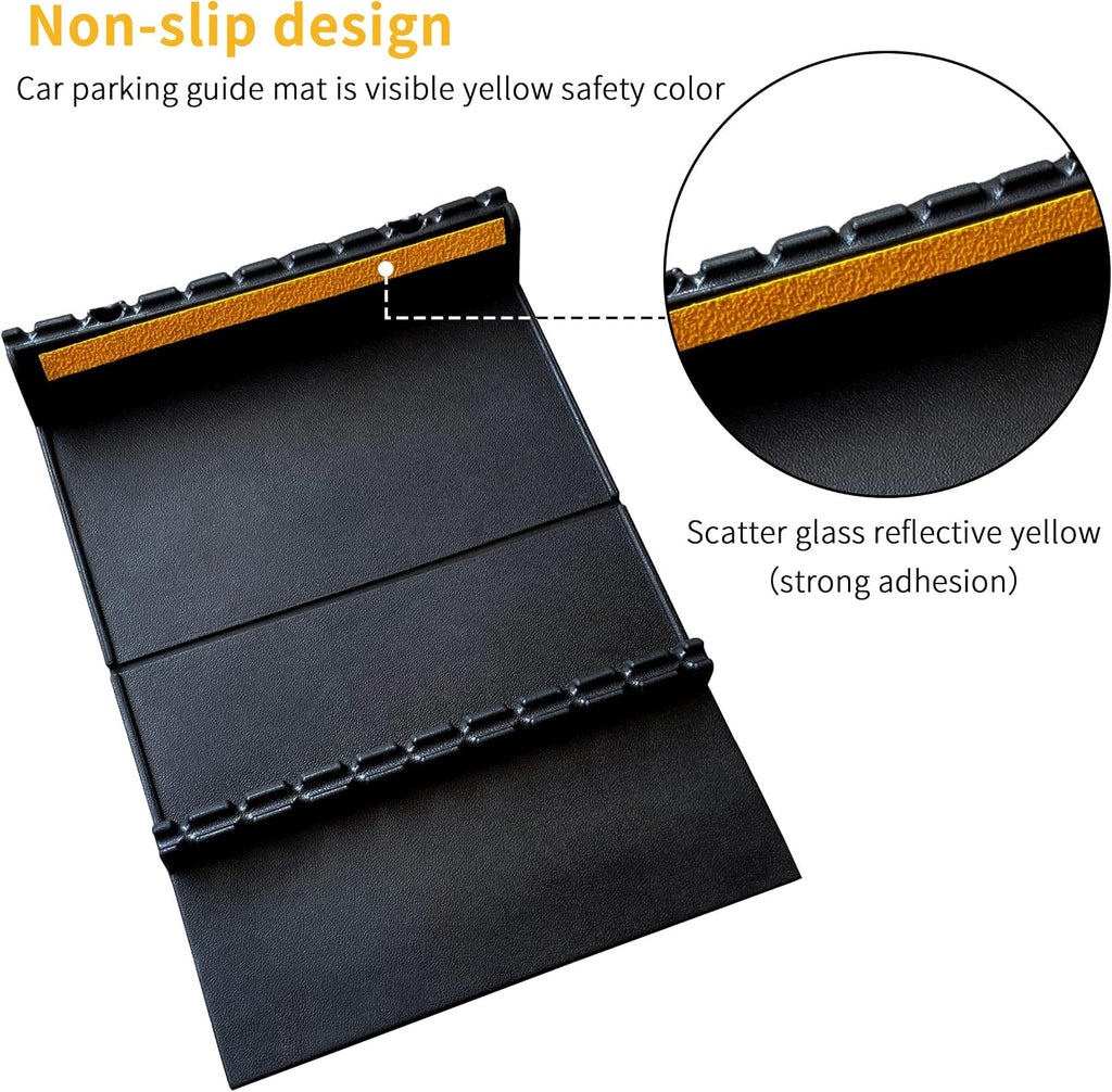 Parking Mat Car Stopper for Garage Floors- Heavy Duty Rubber Parking Aids - Wheel Stop with Scatter Glass Reflective