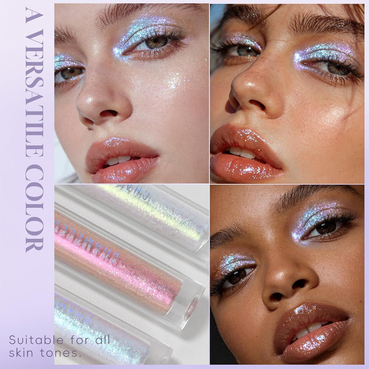 Holographic Duochrome Glitter Eyeshadow, Metallic Shimmer Liquid Eyeshadow Inner Corner Eye Brightener Highlighter