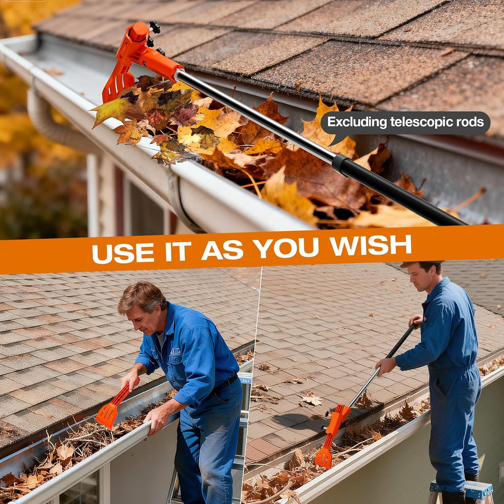 Gutter Cleaning Tools from The Ground, Multi-Angle Cleaner, Scoop & Brush & Mini Rake for rain Guard Cleaning and