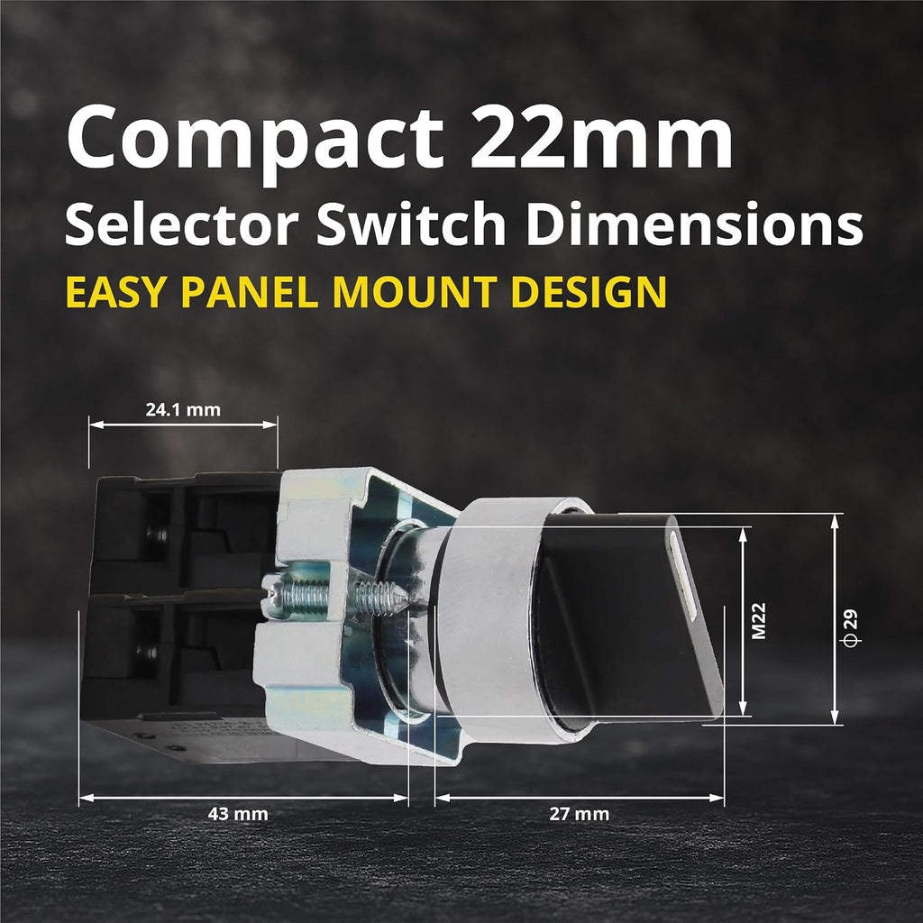 Rotary Switch 2 Position Selector Switch Maintained, 4 Pack
