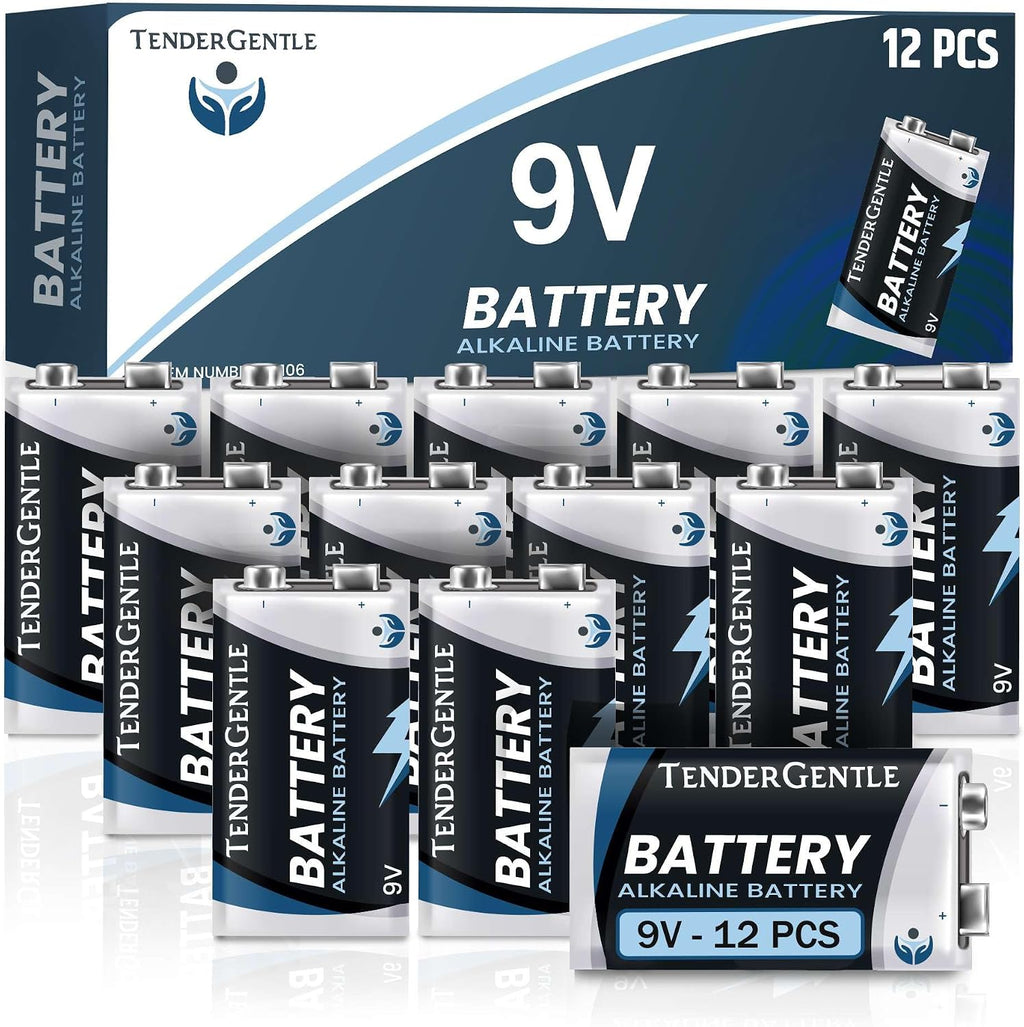 9 Volt Batteries 12 Pack - 9v Alkaline Batteries for Smoke Detectors, Carbon Monoxide Alarms, Security Systems