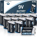 9 Volt Batteries 12 Pack - 9v Alkaline Batteries for Smoke Detectors, Carbon Monoxide Alarms, Security Systems