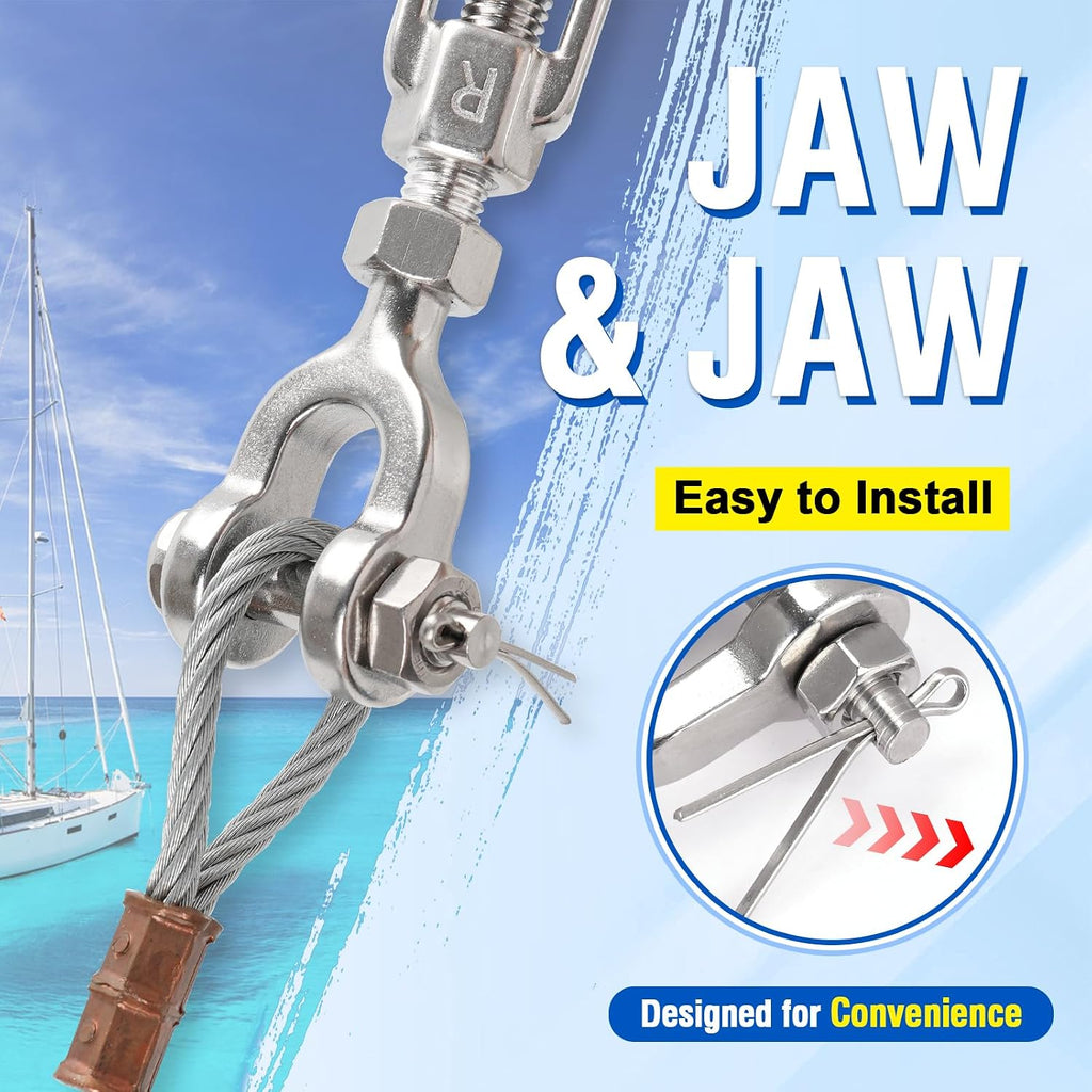 Stainless Steel Turnbuckle 1/4" x 4"(4 Pack) Jaw & Jaw Turnbuckles