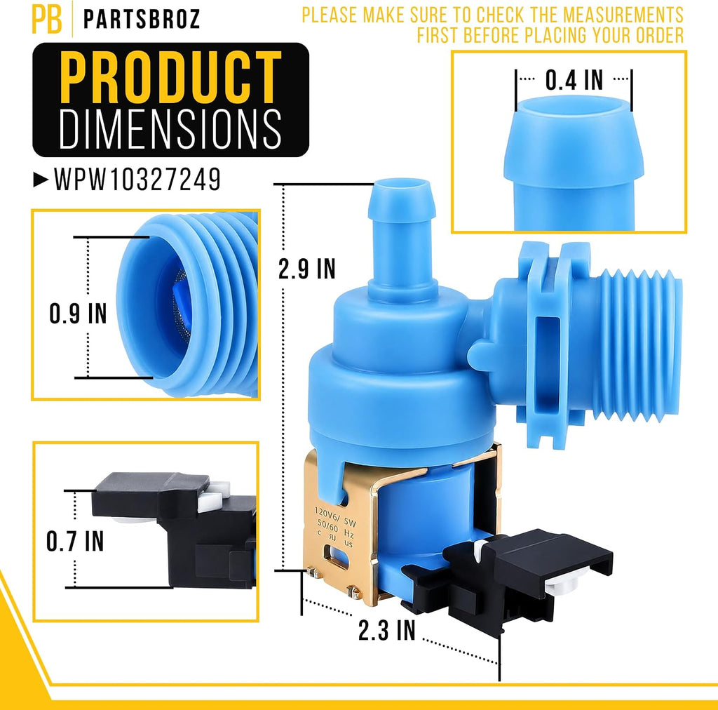 Dishwasher Water Inlet Valve for Whirlpool WDT710PAYE3