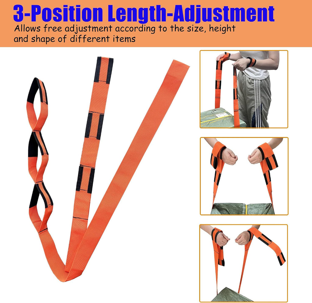 2-Pack Heavy Duty Furniture Moving Straps, 660LBS Adjustable PP Lifting Bands, Ergonomic Portable Carrying Belts for