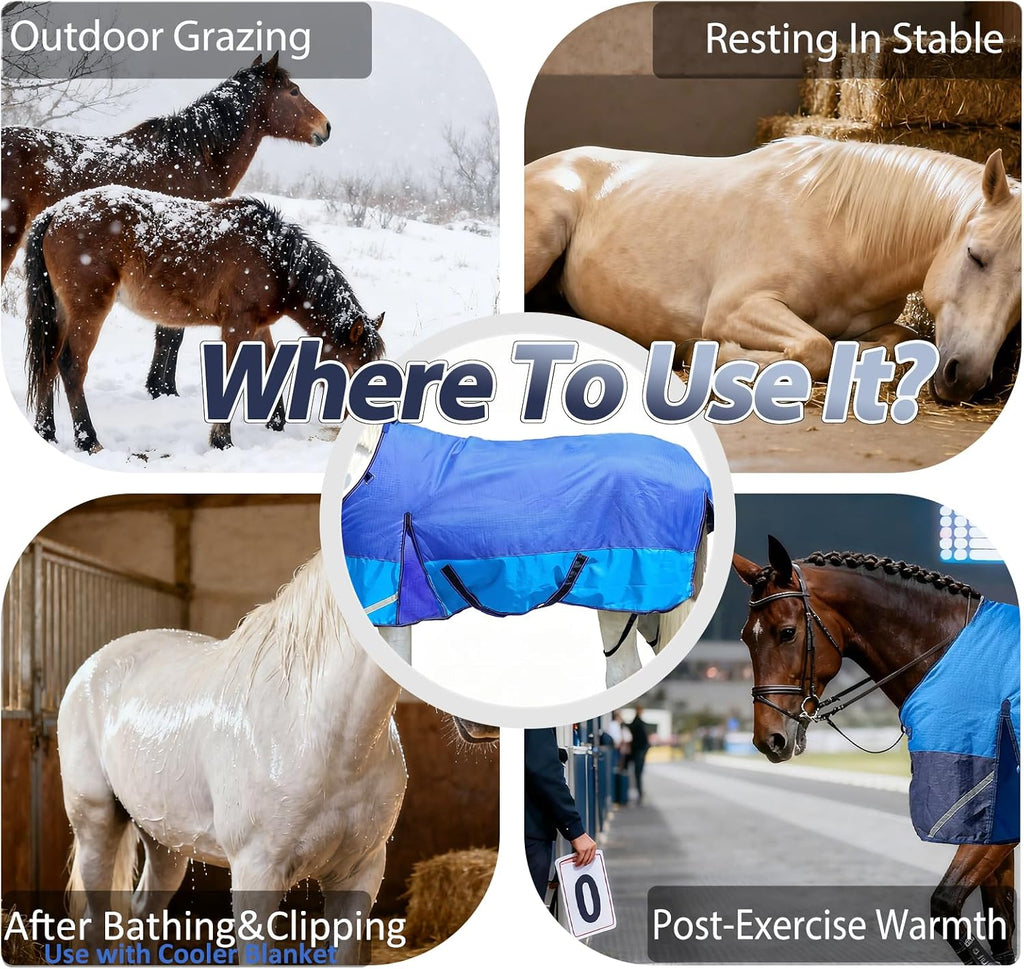 1200D Waterproof Turnout Sheet,No‑Fill with Reflective Design,DarkBlue72''