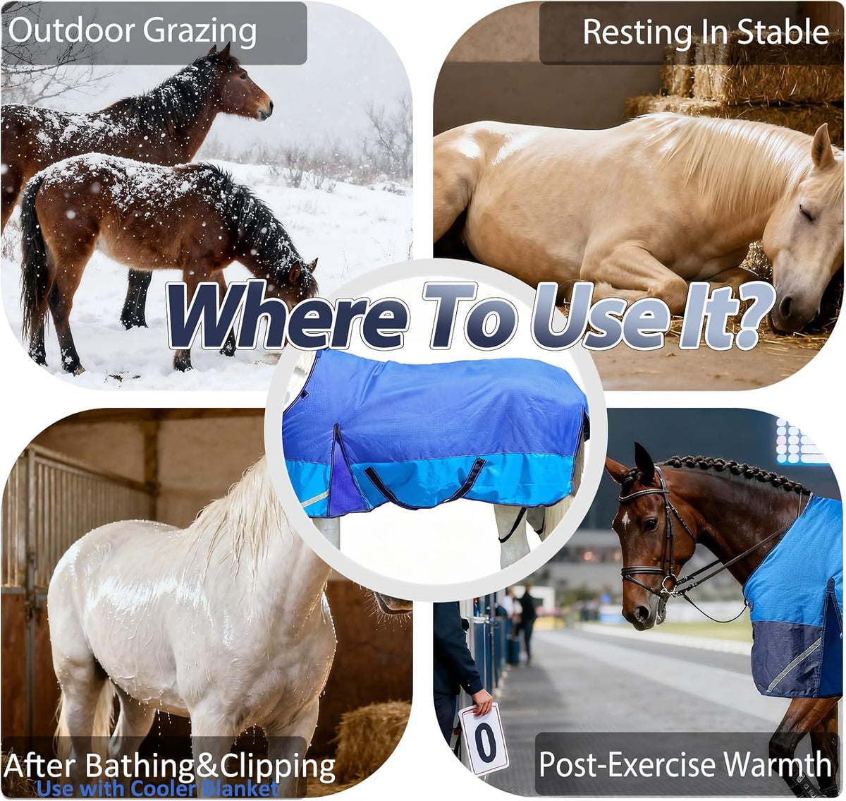 1200D Waterproof Turnout Sheet,No‑Fill with Reflective Design,DarkBlue72''
