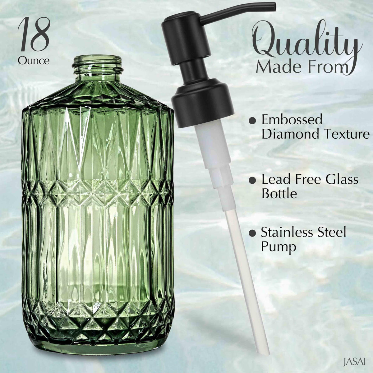 18 Oz Green Soap Dispenser with Black Rust Proof Pump