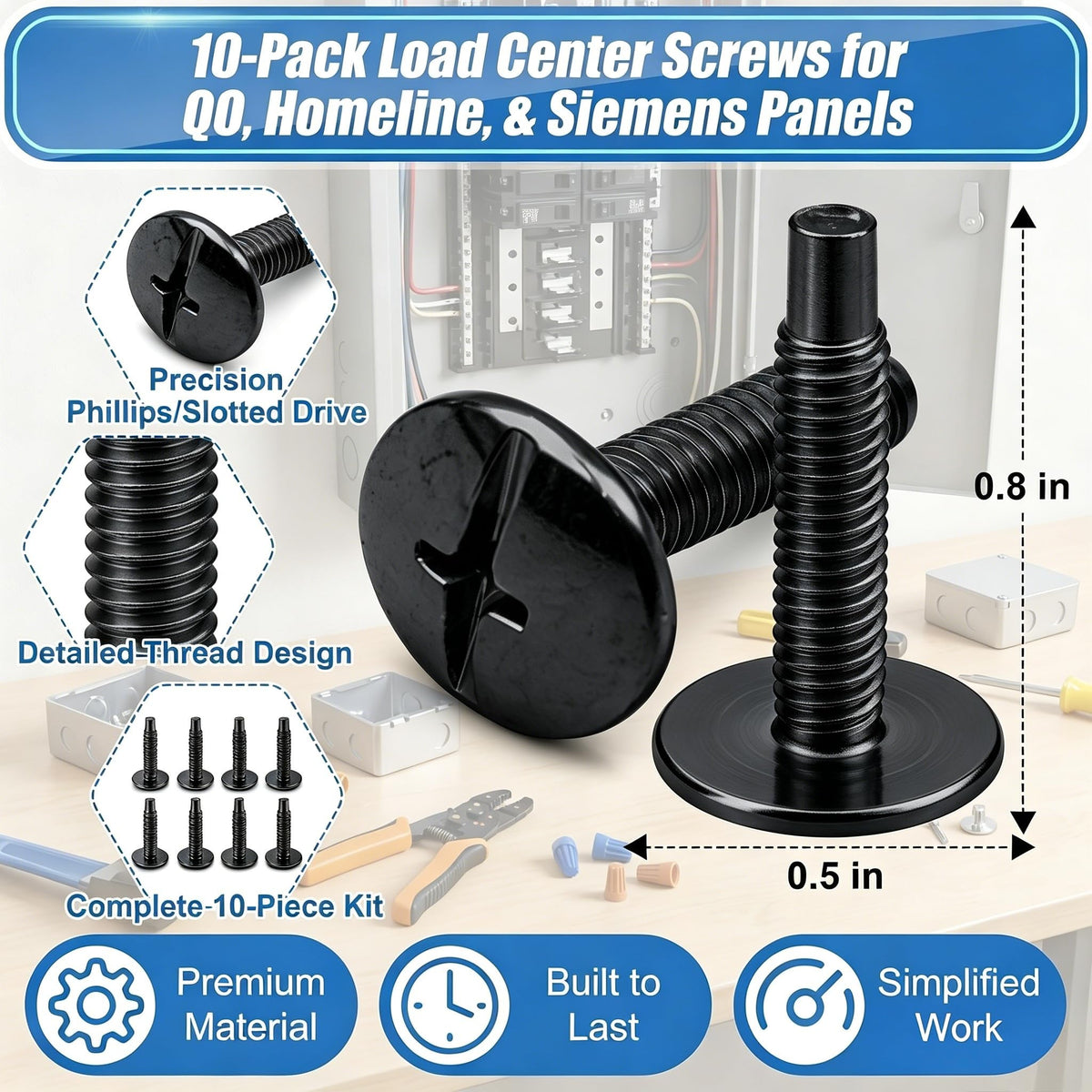 10Pack Load Center Panel Screws Electrical Breaker Box Replacement Bolt