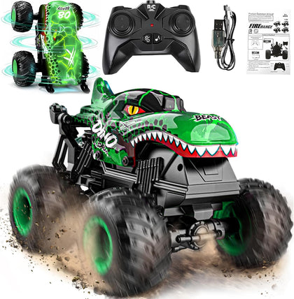 Monster Truck Toys - Remote Control Monster Truck with Light & Music, Dinosaur Toys for Kids, 1:20 Scale RC Truck