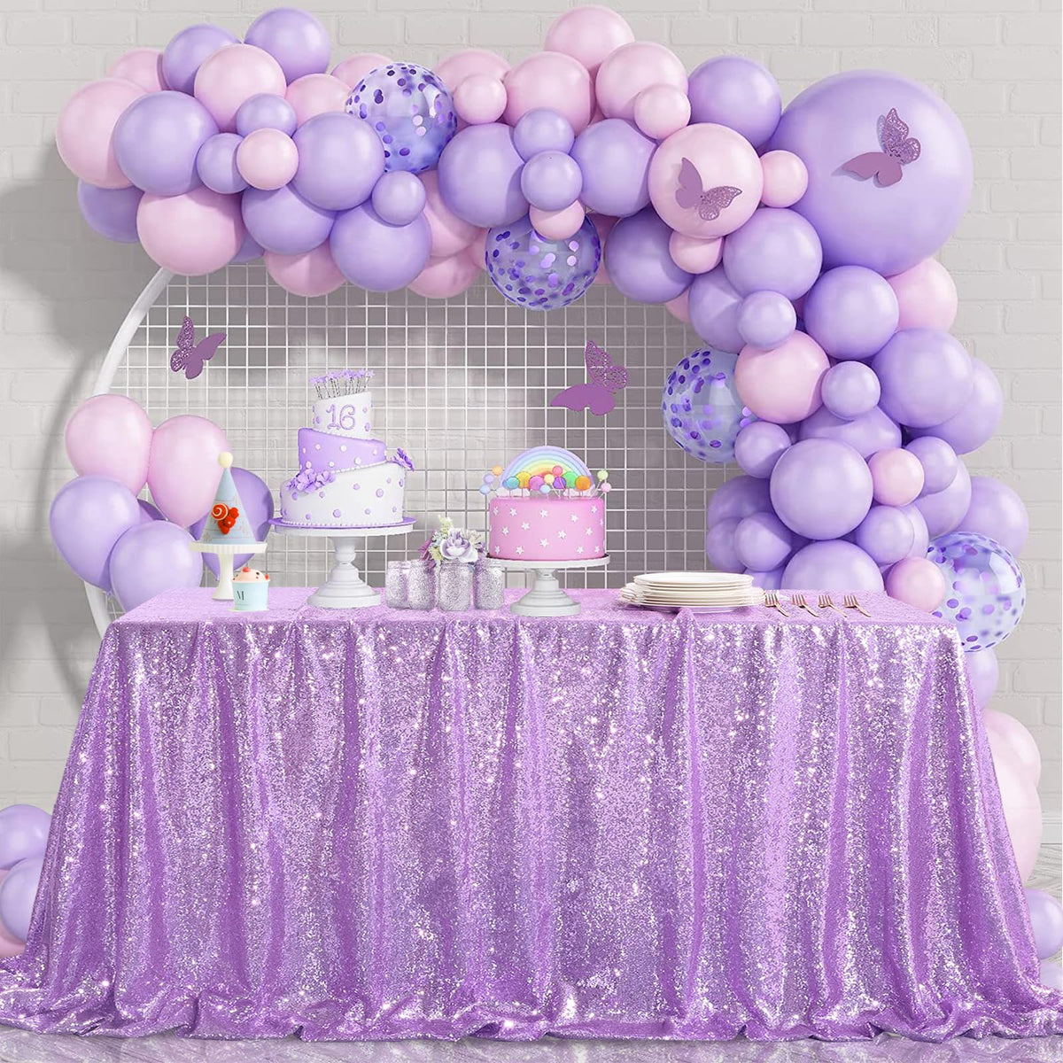 Lavender Sequin Tablecloth Lilac Wedding Party Sequin Tablecloth