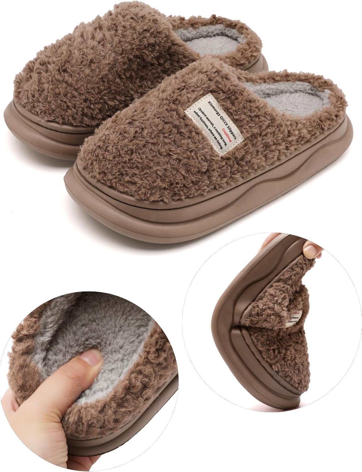 Slippers for Women Men, Memory Foam Slippers for Women, Soft Thick Fuzzy Bedroom House Shoes Indoor Outdoor
