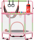 55" Trampoline for Kids with Enclosure, 6-in-1 Toddler Trampoline Indoor Outdoor, Upgrade Full Anti-Rust Tube with