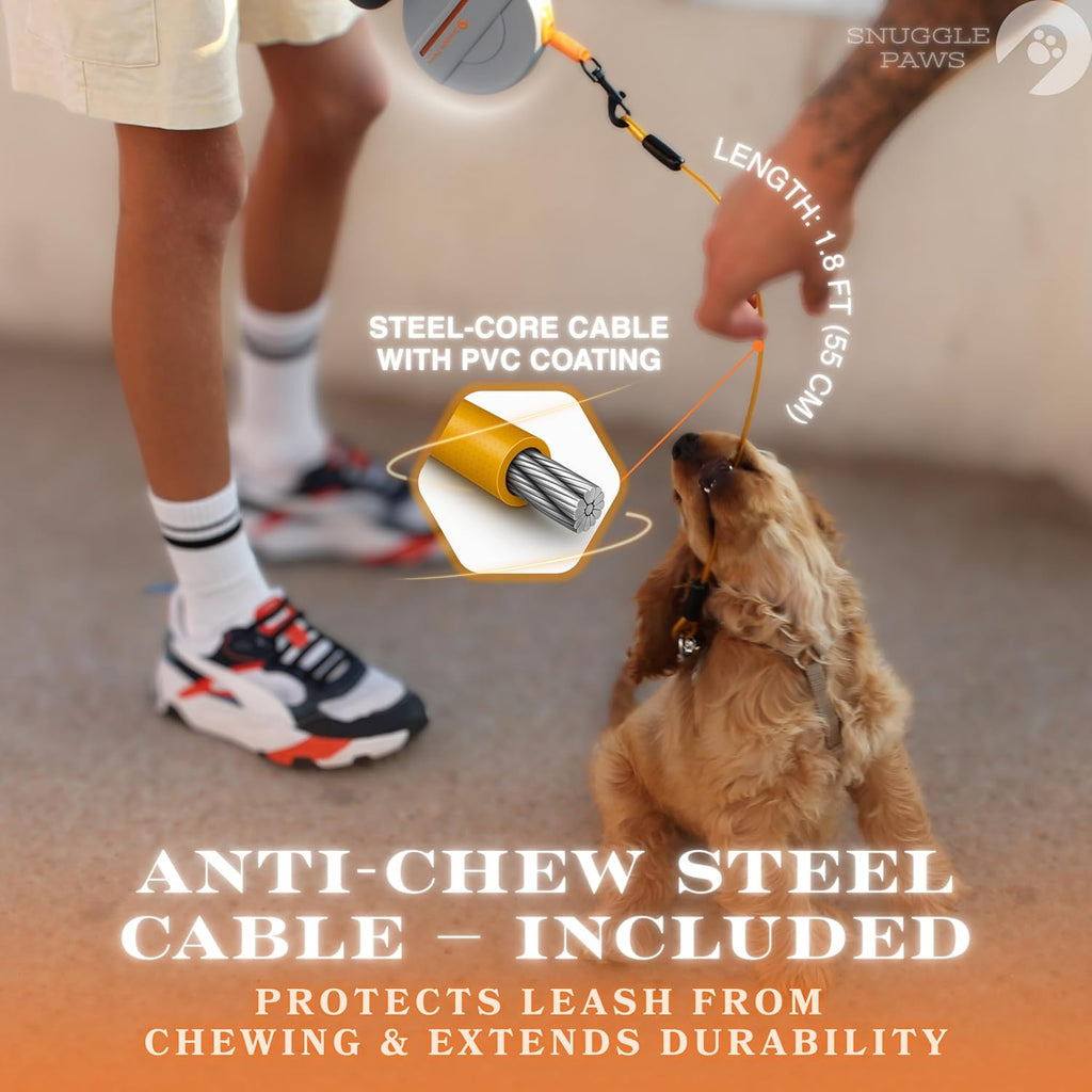 Snuggle Paws Heavy Duty Retractable Dog Leash 16.4 ft All-in-One, 66 lb