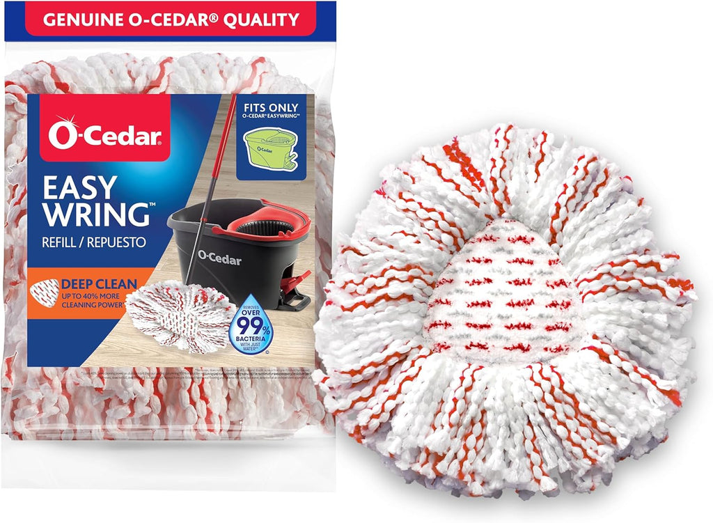 O-Cedar EasyWring Deep Clean Refill (1-Pack) | 40% More Cleaning Power | Microfiber Mop Refill Compatible with