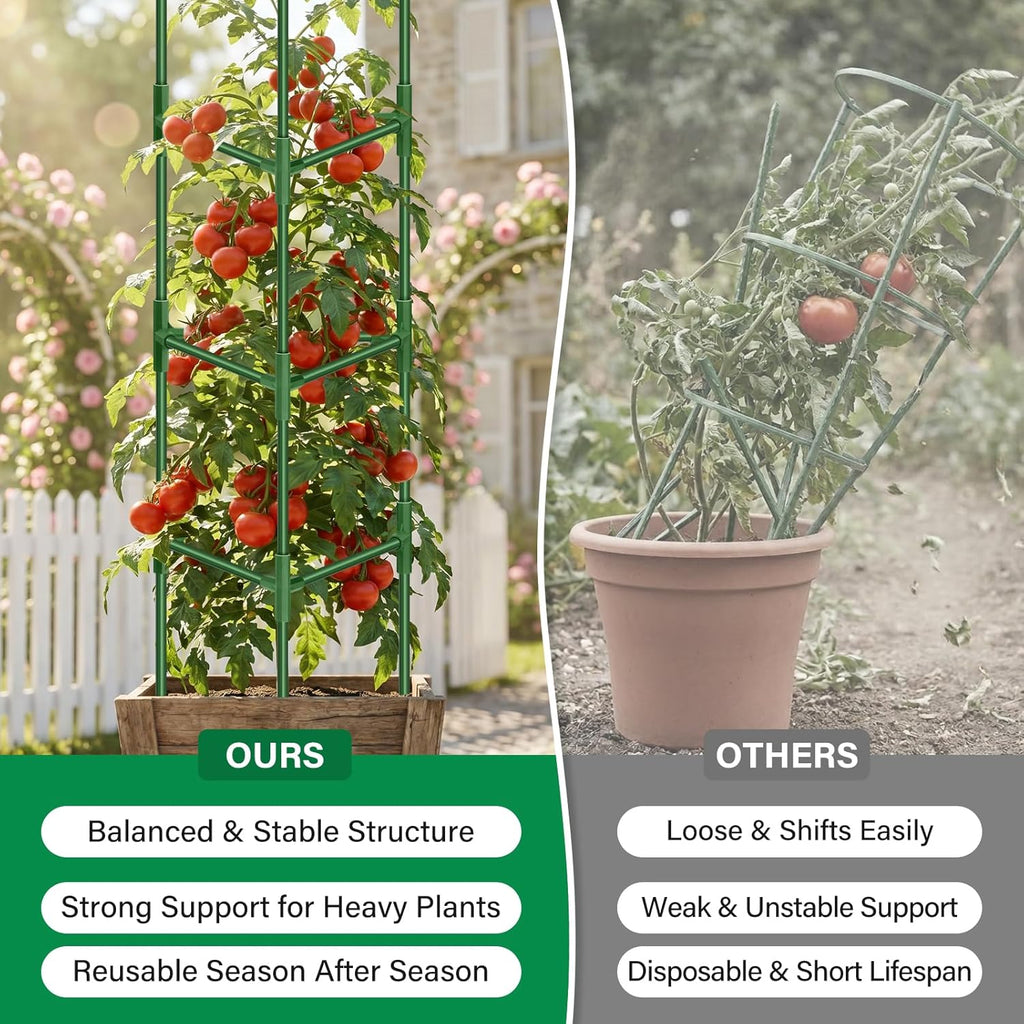 2 Pack 65 Inch Tomato Cage for Garden, Heavy-Duty Tomato Trellis Plant Support Stakes, Adjustable Garden Trellis
