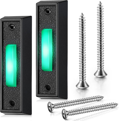 2 Pack Lighted Doorbell Button, Black | Voltage Range 8V-24V, Wired lit Doorbell, Door Bell Push Button Replacement