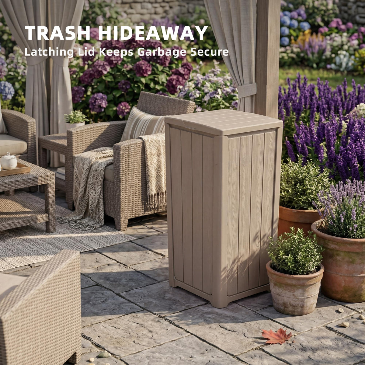 38 Gallon Outdoor Trash Can with Lid, Waterproof Garbage Can Bin